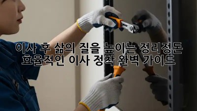 이사 후, 삶의 질을 높이는 정리정돈! 효율적인 이사 정착 완벽 가이드